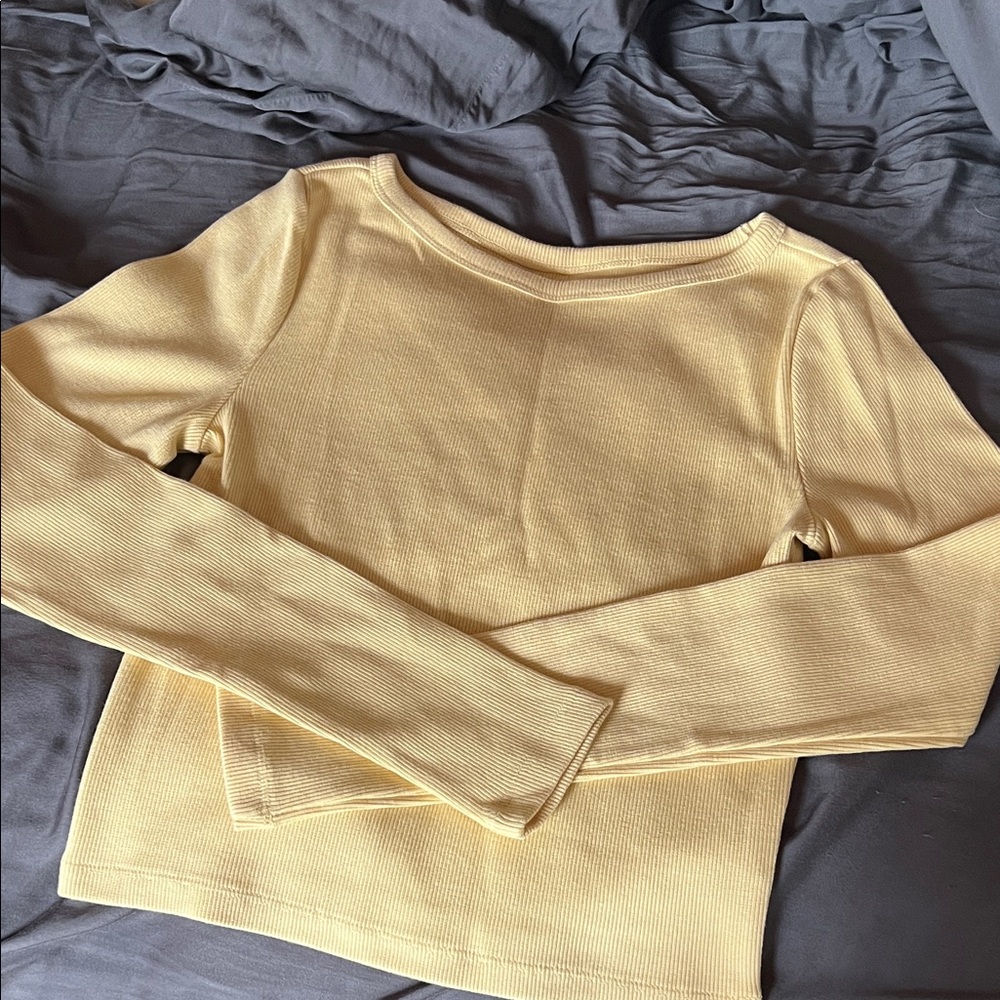 Gap soft Yellow Ribbed Long Sleeve Top